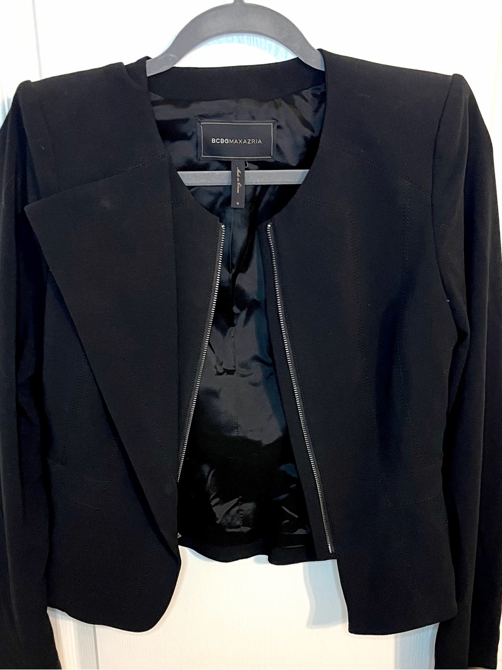 BCBGMaxAzria Black Zip-Front Women's Blazer
